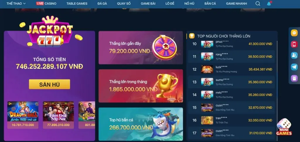 Thế giới trò chơi slot và bắn cá đa dạng tại 777x7